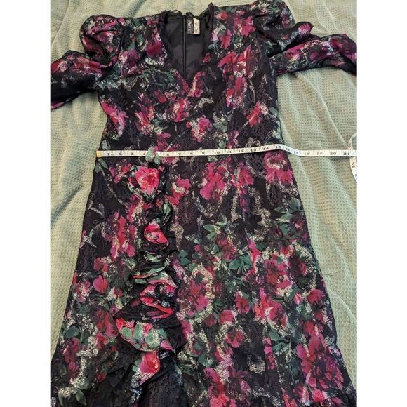 Vintage Judy Hornby Couture Women's Size m Black Pink Floral Lace Dress - Picture 7 of 8